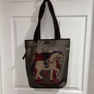 Chala Horse Hobo Shoulder Tote Bag Vegan Leather Equestrian , EUC
